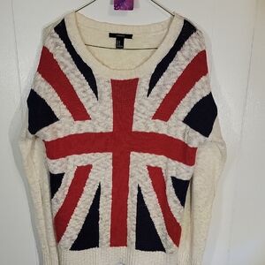 Forever 21 British Flag Sweater - Red, White, and Blue